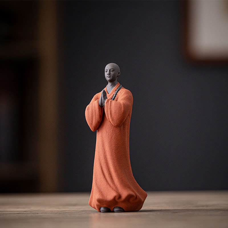 Buddha Stones瞑想 祈り 僧侶 像 陶器 慈悲 静寂 室内装飾