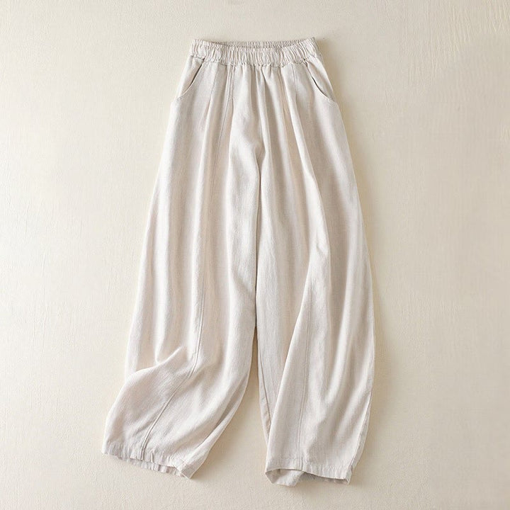 Buddha Stones無地 コットンリネン レディース ポケット付きパンツ - ベージュ - US8-10,UK/AU12-14,EU40-42 (2XL) - image 8
