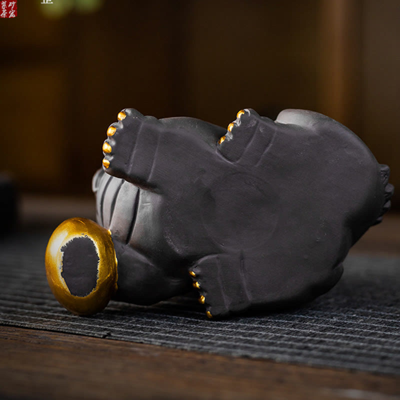 Buddha Stonesインゴット ボール 紫粘土 陶器 ティーペット 富 家 置物 装飾