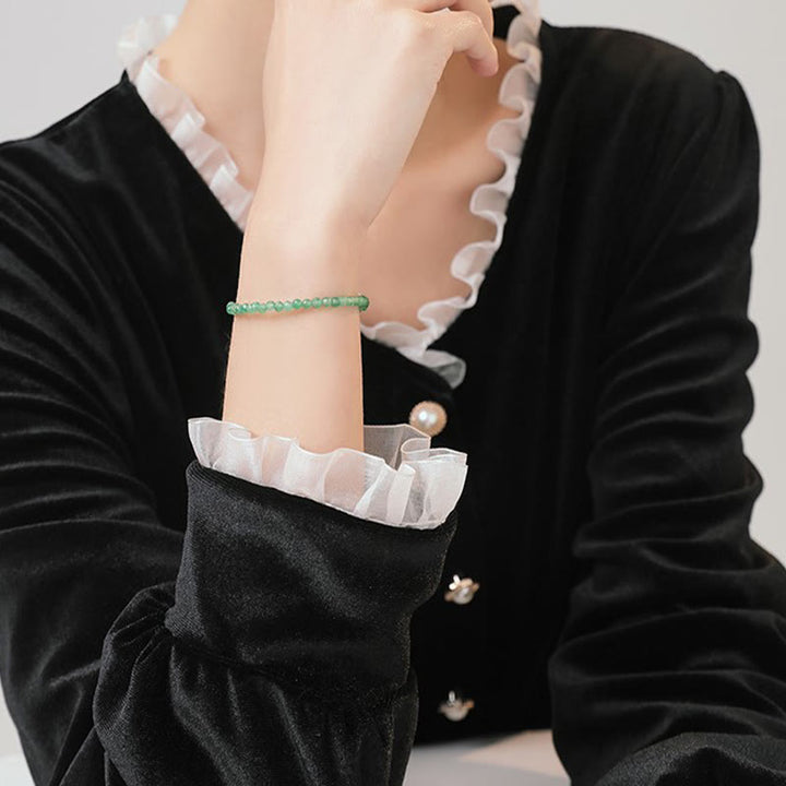 Buddha Stones3mm スモールグリーンアベンチュリン 極薄ビーズ 幸運ブレスレット