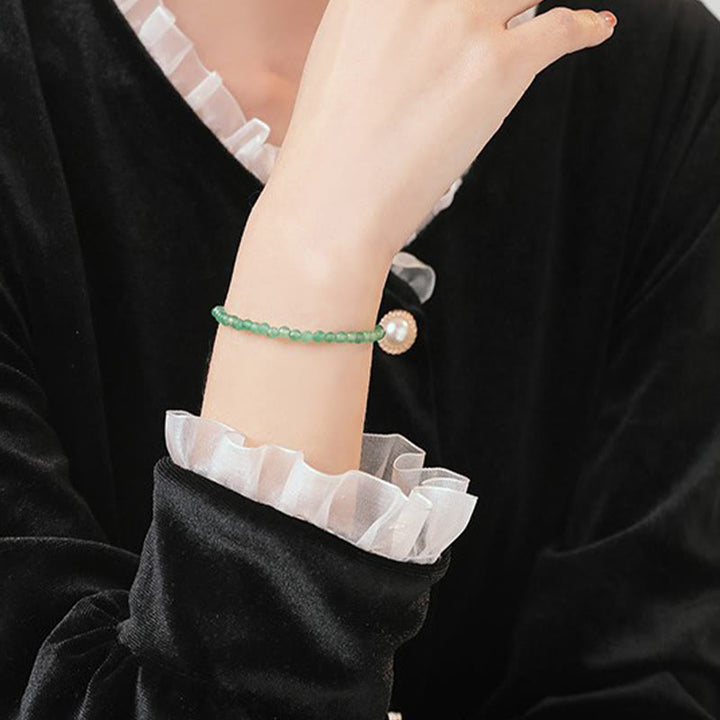 Buddha Stones3mm スモールグリーンアベンチュリン 極薄ビーズ 幸運ブレスレット