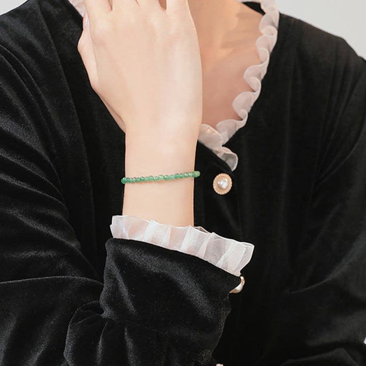 Buddha Stones3mm スモールグリーンアベンチュリン 極薄ビーズ 幸運ブレスレット