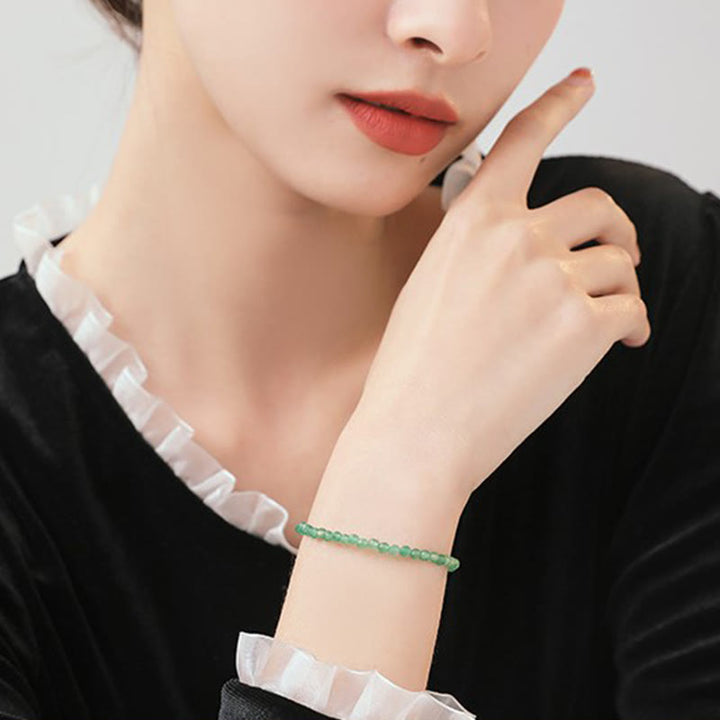 Buddha Stones3mm スモールグリーンアベンチュリン 極薄ビーズ 幸運ブレスレット