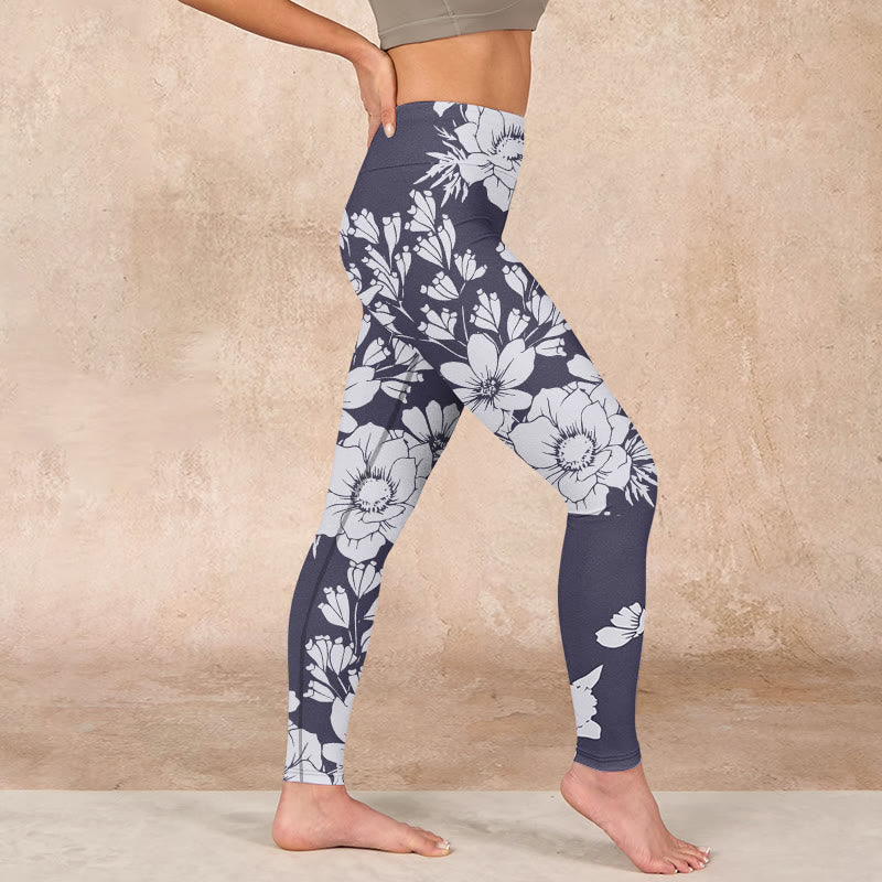Buddha Stonesと花のプリント スポーツ フィットネス レギンス レディース ヨガパンツ - image 18