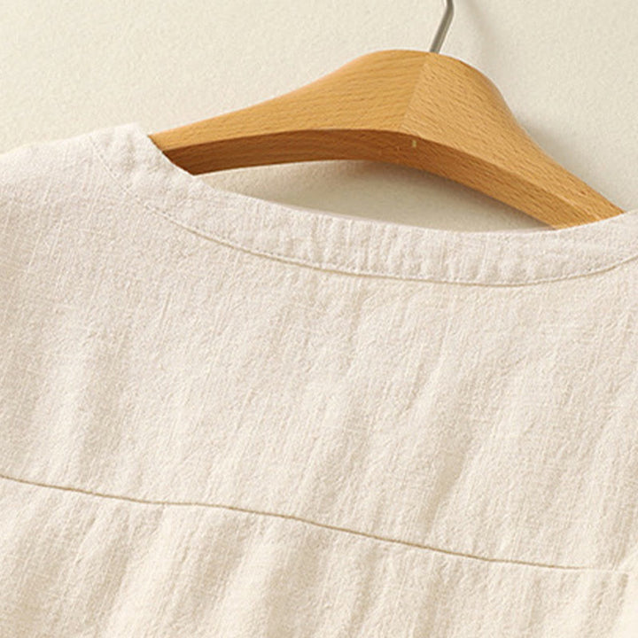 Buddha Stonesカジュアル レディース ゆったり スタンドカラー 長袖デザイン 無地 コットンリネン シャツ - image 7