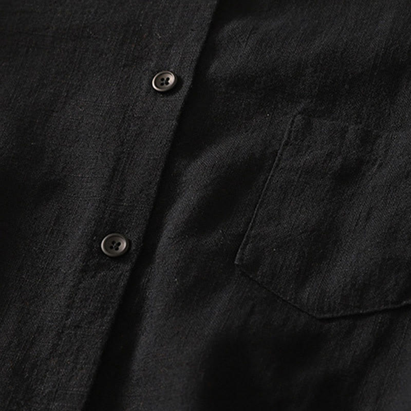 Buddha Stonesカジュアル レディース ゆったり スタンドカラー 長袖デザイン 無地 コットンリネン シャツ - image 15