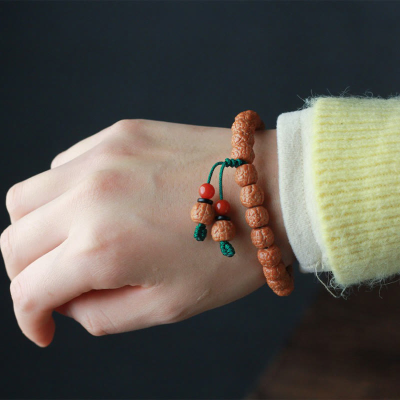 Buddha Stonesチベット ルドラークシャ 菩提樹 シードアゲート開運財運ブレスレット