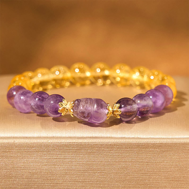 Buddha Stonesシトリン アメジストPiXiu繁栄のブレスレット