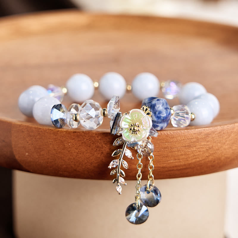 Buddha Stonesブルークリスタル アメジスト サンストーン グリーンアベンチュリン ヒーリングブレスレット