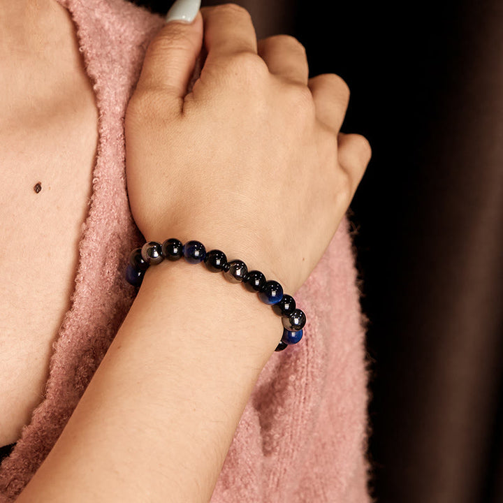 Buddha Stones天然タイガーアイオブシディアンヘマタイトポジティブパワフルブレスレット