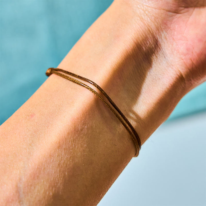 Buddha Stones天然タヒチアンブラックパールビーズ ワックスロープ ヒーリングブレスレット