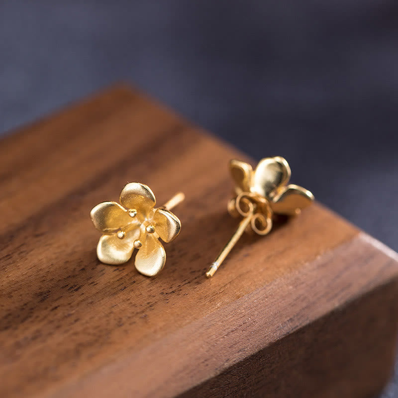 Buddha Stones925スターリングシルバー ゴールデンピーチブロッサム バランスイヤリング - image 1