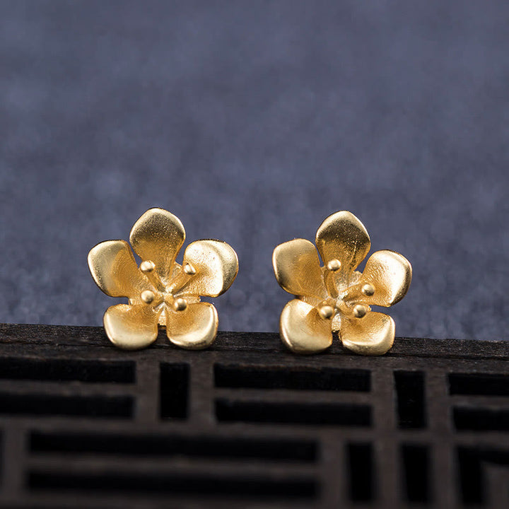 Buddha Stones925スターリングシルバー ゴールデンピーチブロッサム バランスイヤリング - image 3