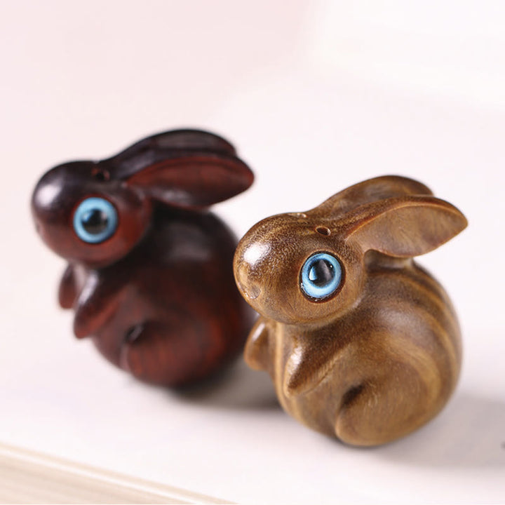 Buddha Stones小葉 紅白檀 緑白檀 幸運のミニウサギ リラクゼーション装飾