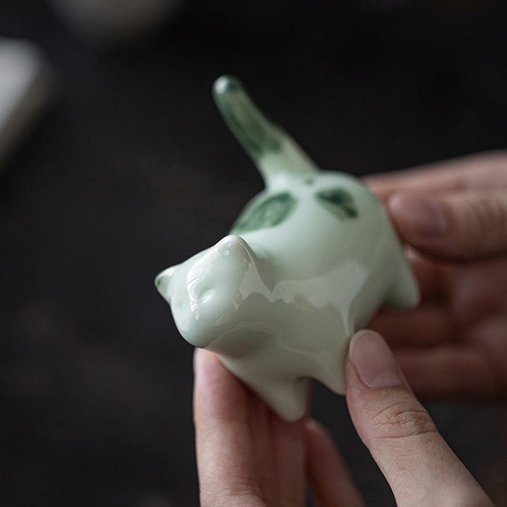 Buddha Stonesミニ幸運かわいい斑点立ち猫眠る子猫陶器置物装飾 - image 5