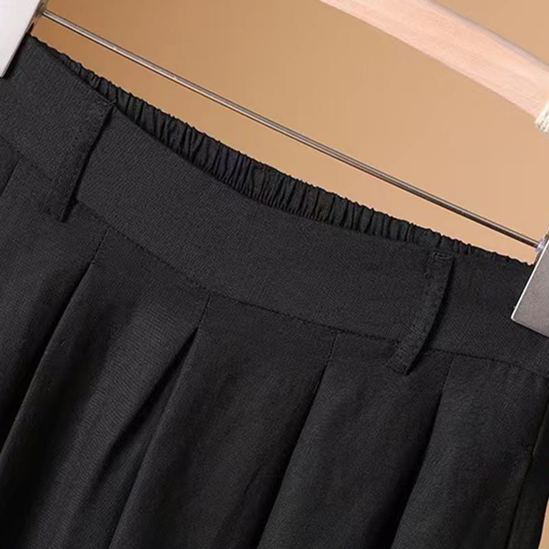 Buddha Stones夏 カジュアル 純色 7-8丈 コットンリネン レディース ワイドレッグパンツ - image 19