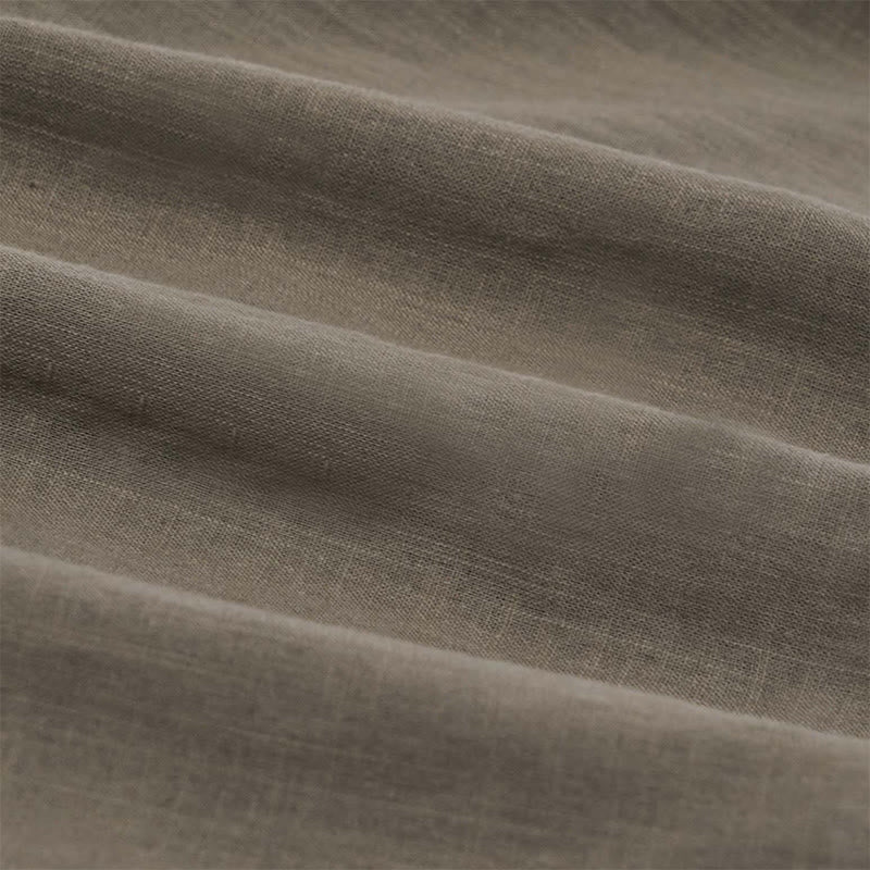 Buddha Stonesメンズ 夏 無地 半袖 ハーフボタン コットンリネン シャツ - image 12