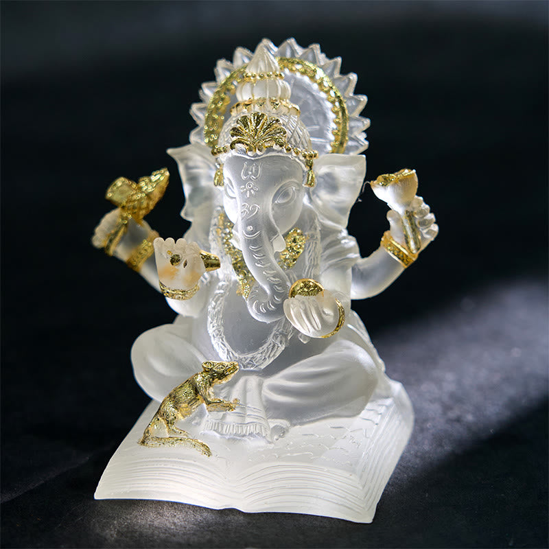 Buddha Stones透明ホワイト ガネーシャ ガンパティ 象像 守護 家庭用樹脂製装飾