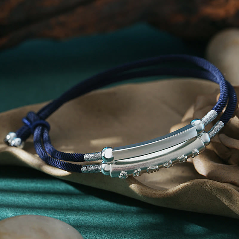 Buddha Stonesドラゴンノットスターリングシルバーオーム・マニ・パドメ・フムダブルハンド編みブレスレット - image 9