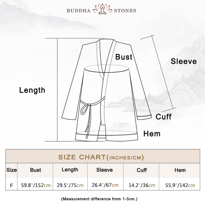 Buddha Stonesのタイダイ染めレースアップデザインコート、禅瞑想オープンフロントトップジャケット - image 3