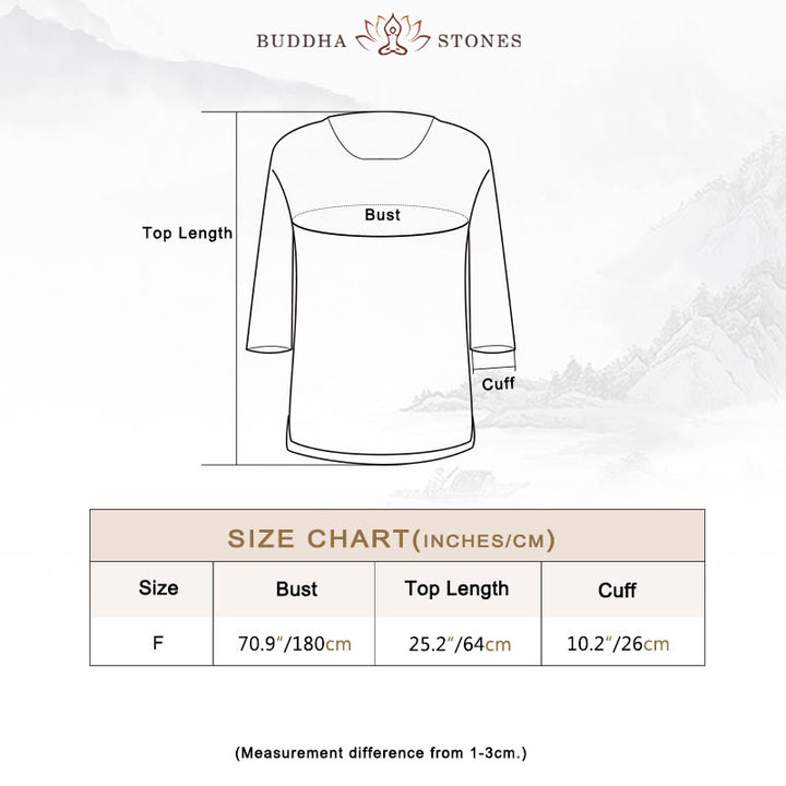 Buddha Stones無地 七分袖 トップス ルーズTシャツ - image 3