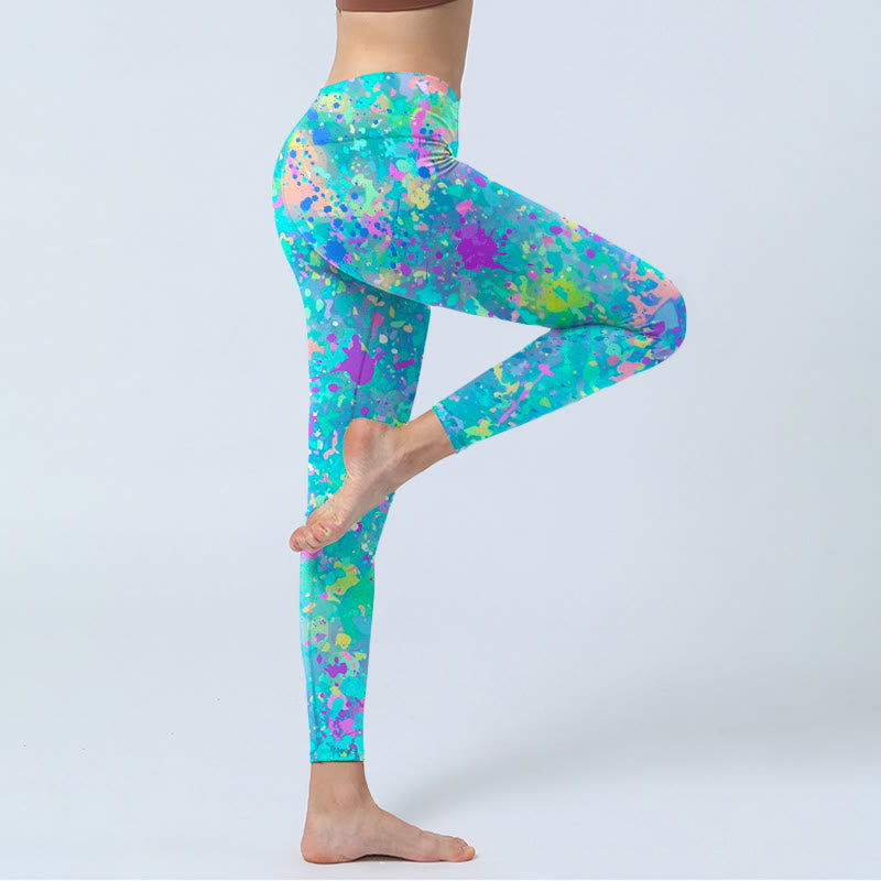 Buddha Stonesスプラッシュインクプリント エクササイズレギンス レディース ヨガパンツ - image 5