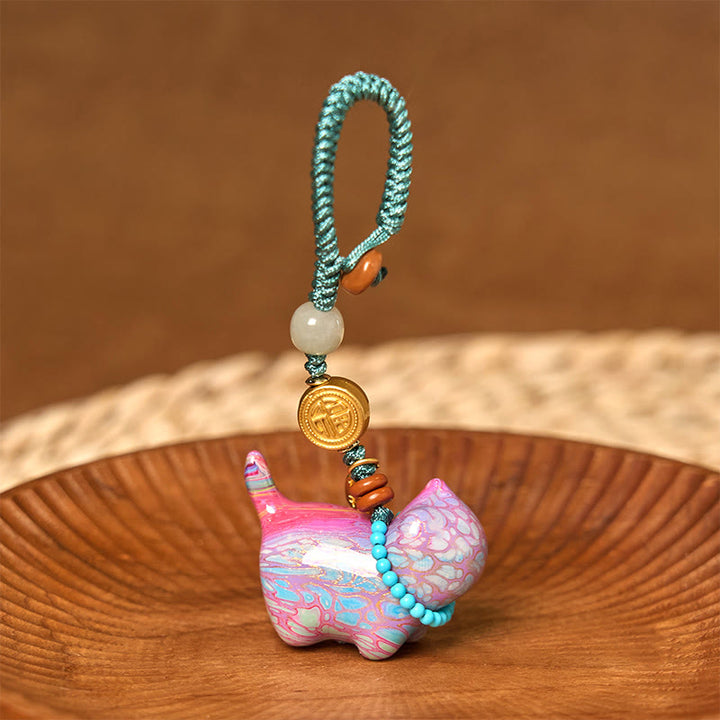 Buddha Stones和田翡翠 天然白檀 紅白檀 緑白檀 福文字 豊穣のキーホルダー