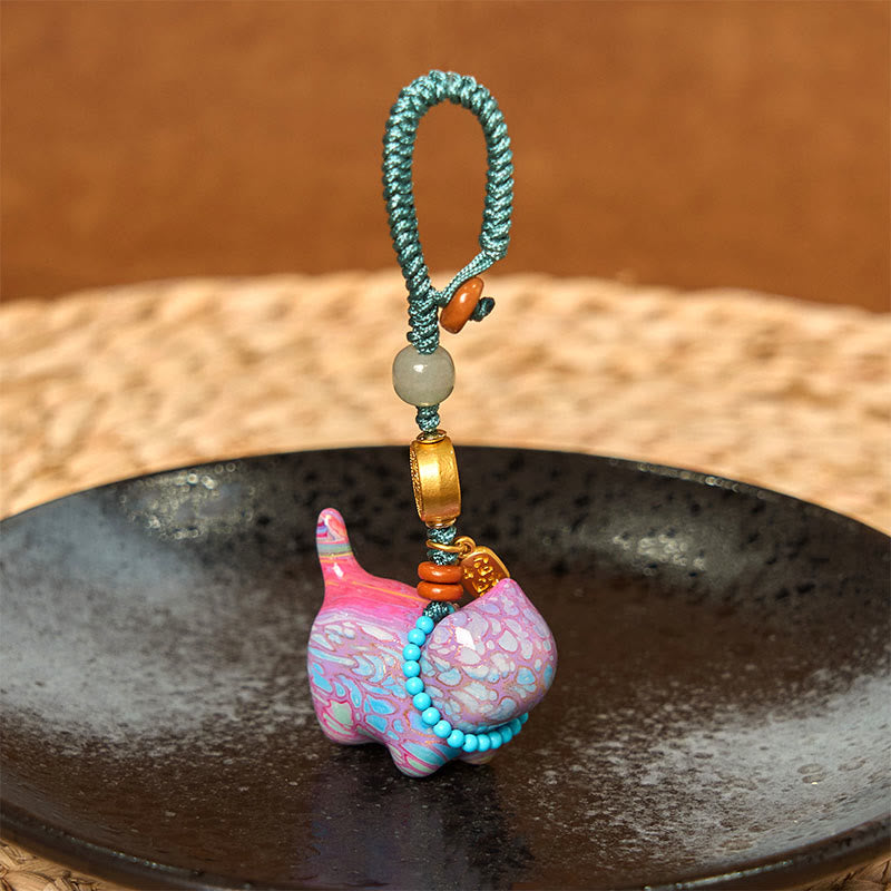 Buddha Stones和田翡翠 天然白檀 紅白檀 緑白檀 福文字 豊穣のキーホルダー