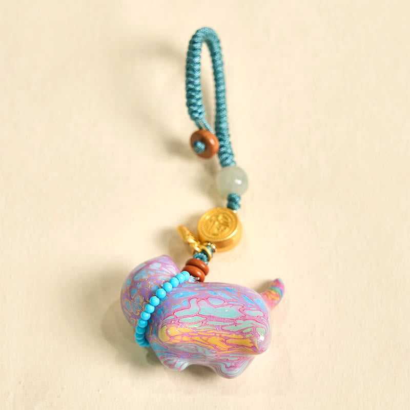 Buddha Stones和田翡翠 天然白檀 紅白檀 緑白檀 福文字 豊穣のキーホルダー