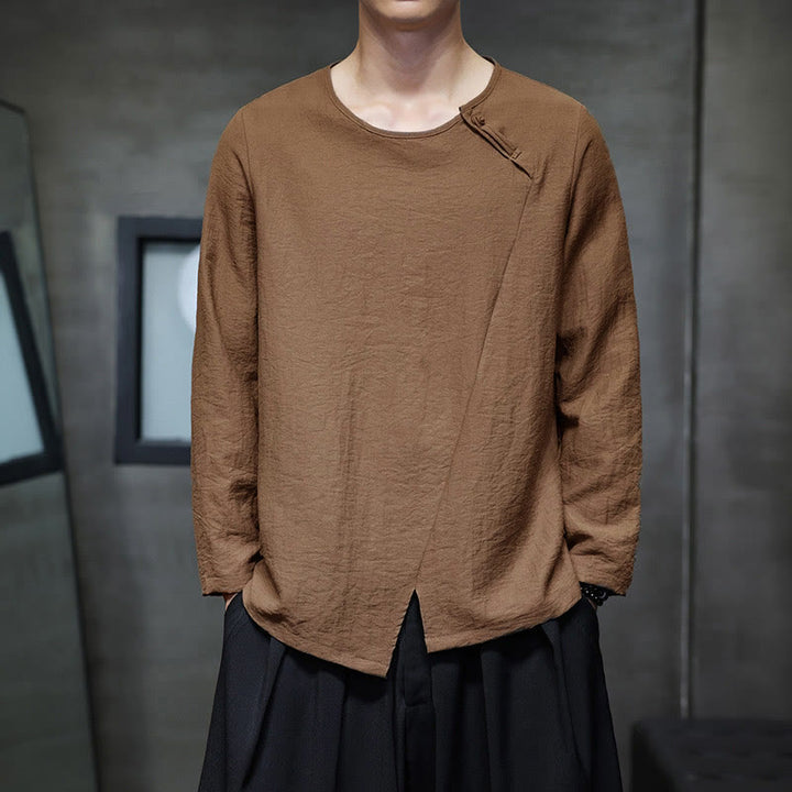 Buddha Stones無地 ゆったり 長袖 ラウンドネック コットン メンズシャツ - ペルー - US/UK/AU46、 EU56 (5XL) - image 35