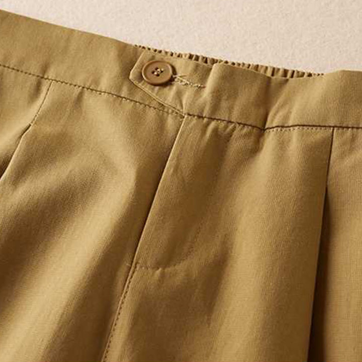 Buddha Stones夏 カジュアル 無地 コットン リネン ジッパー ボタン レディース ショートパンツ ポケット付き - image 5