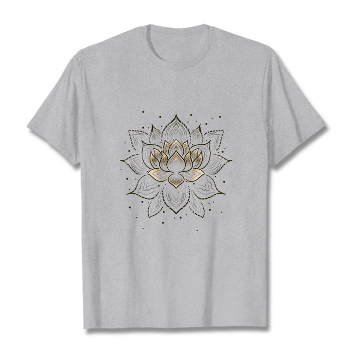Buddha Stonesの黄金蓮の花のデザインTシャツ - ライトグレー - 2XL - image 20