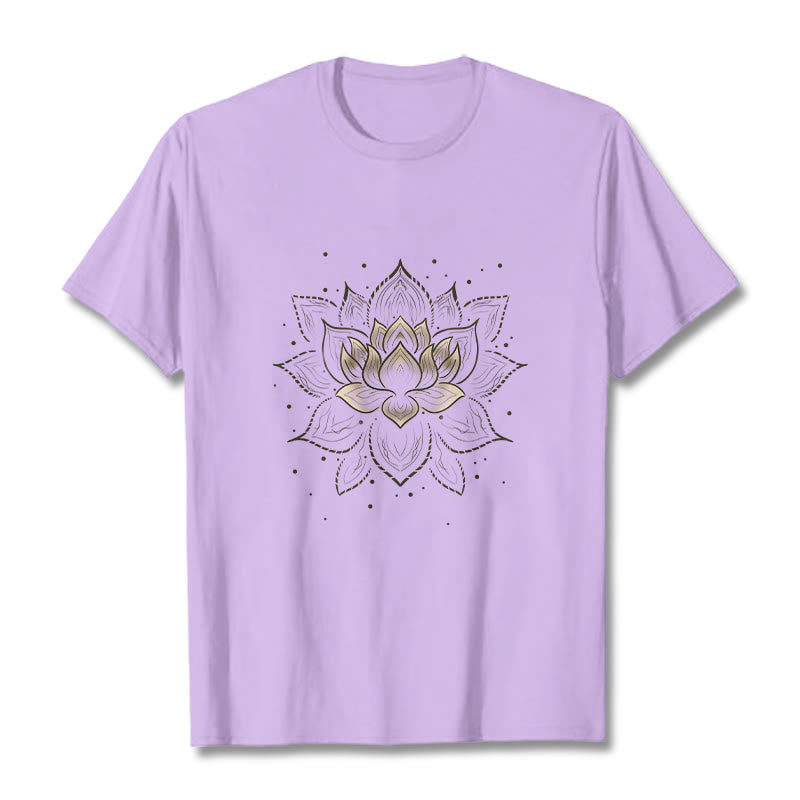 Buddha Stonesの黄金蓮の花のデザインTシャツ - 梅 - 2XL - image 17