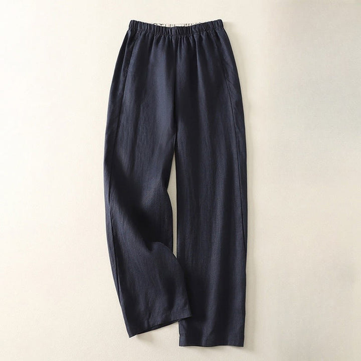 Buddha Stonesデイリー 無地 シンプルデザイン コットンリネン レディース パンツ ポケット付き - ミッドナイトブルー - US8-10,UK/AU12-14,EU40-42 (2XL) - image 15