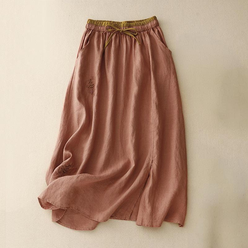 Buddha Stonesヴィンテージ 無地 刺繍 ドローストリング レディース スカート ポケット付き - コーラル - US8-10,UK/AU12-14,EU40-42 (2XL) - image 18