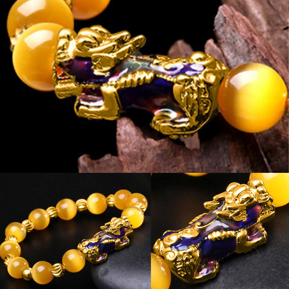 Buddha Stonesキャットアイカラーチェンジ貔貅サポートブレスレット