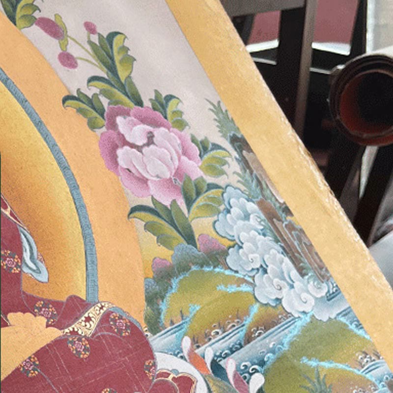 Buddha Stonesチベットタンカ画Om Mani Padme Hum龍 鳳凰 経典 手作り装飾(ランダムスタイル)