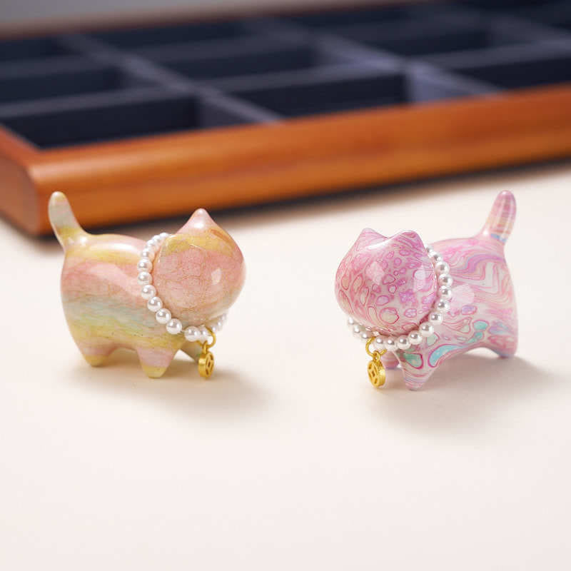Buddha Stones白檀 幸運のミニ猫 漆工芸 癒しの装飾 ランダムカラー (ブラインドボックス) - image 4