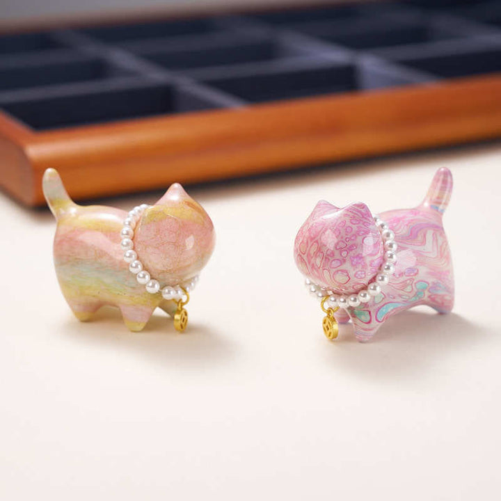 Buddha Stones白檀 幸運のミニ猫 漆工芸 癒しの装飾 ランダムカラー (ブラインドボックス) - image 4