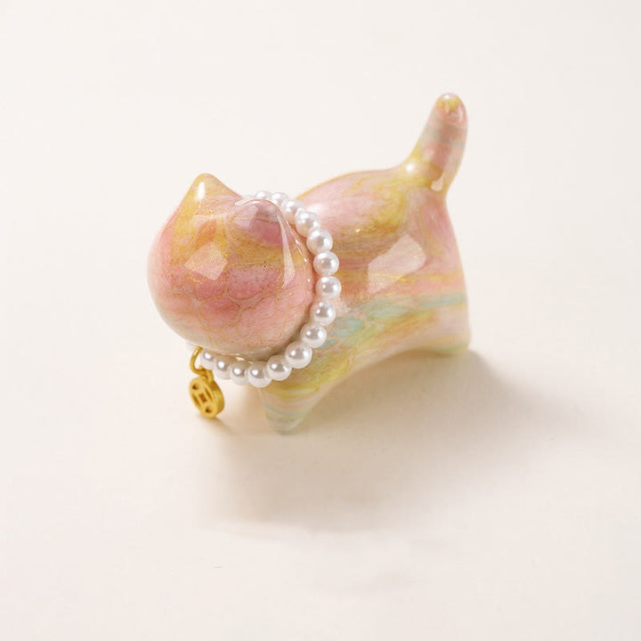 Buddha Stones白檀 幸運のミニ猫 漆工芸 癒しの装飾 ランダムカラー (ブラインドボックス) - ランダムカラー(1.89*1.5*0.94インチ/48*38*24mm) - image 1