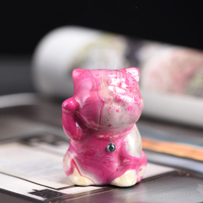 Buddha Stonesかわいいミニ猫 ローズウッド 漆工芸 温かみのある装飾 ランダムカラー (ブラインドボックス) - ピンクシリーズ(ランダムピンクカラー) - image 3