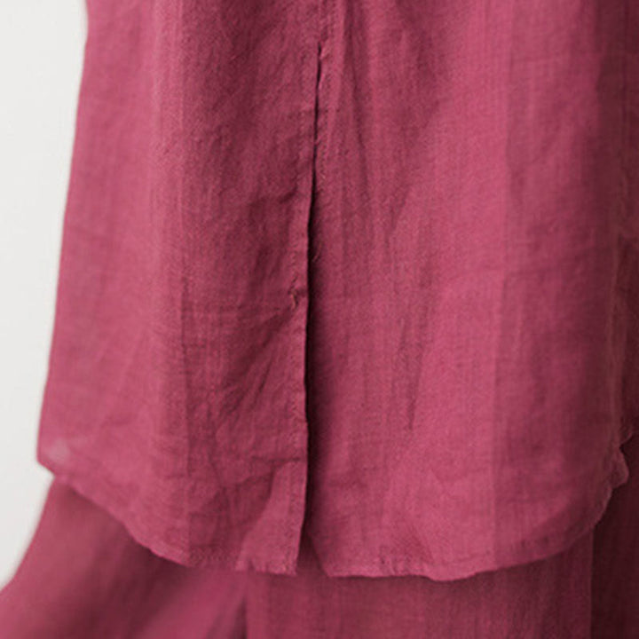 Buddha Stonesカジュアル 2点セット 無地 七分袖 斜め襟 シャツ トップス スカート ポケット付き 瞑想 禅 太極拳服 レディース セット - image 11