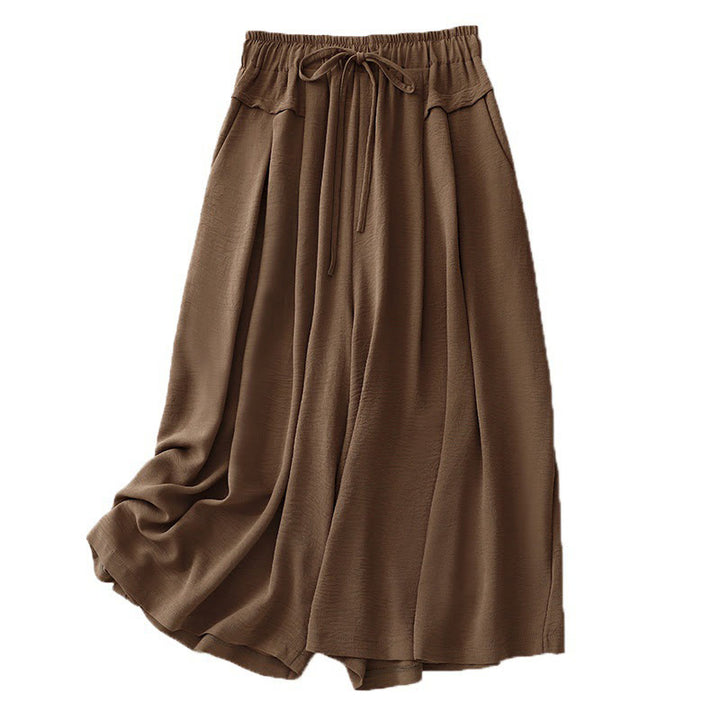 Buddha Stonesカジュアル エスニック シンプル ドローストリングデザイン レディース ワイドレッグ クロップドパンツ ポケット付き - image 8