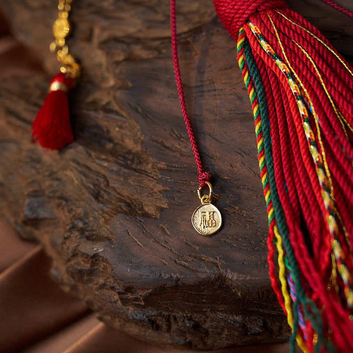 Buddha Stones18ビーズ 銅貨 チベットタッセル 赤瑪瑙 穏やかな手首用Mala