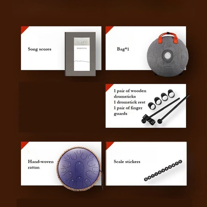 Buddha Stonesスチールタンドラム サウンドヒーリング マインドフルネス瞑想 ドラムキット 15音 14インチ 打楽器