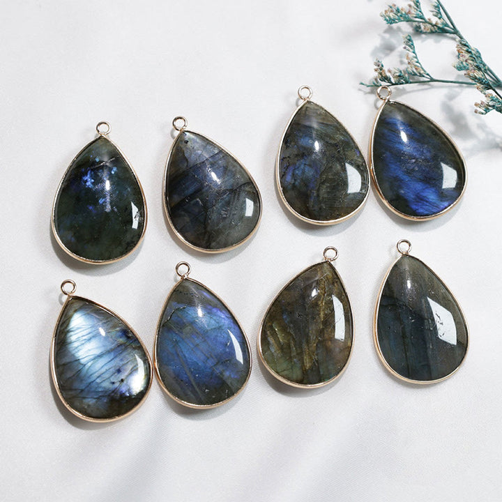 Buddha Stones水滴模様 ラブラドライト ヒーリングネックレス ペンダント