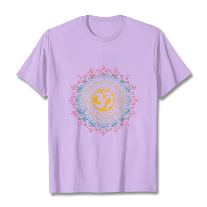 Buddha StonesカラーグラデーションマンダラOM柄Tシャツ - 梅 - 2XL - image 17