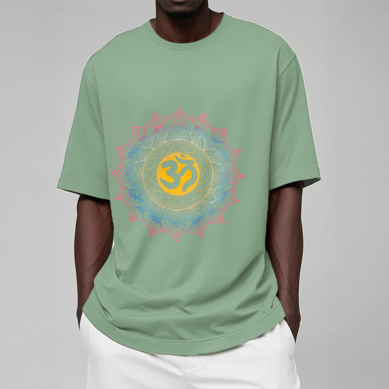 Buddha StonesカラーグラデーションマンダラOM柄Tシャツ - image 16