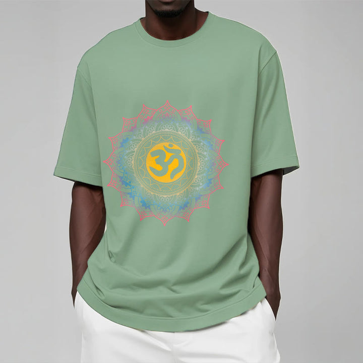 Buddha StonesカラーグラデーションマンダラOM柄Tシャツ - image 16