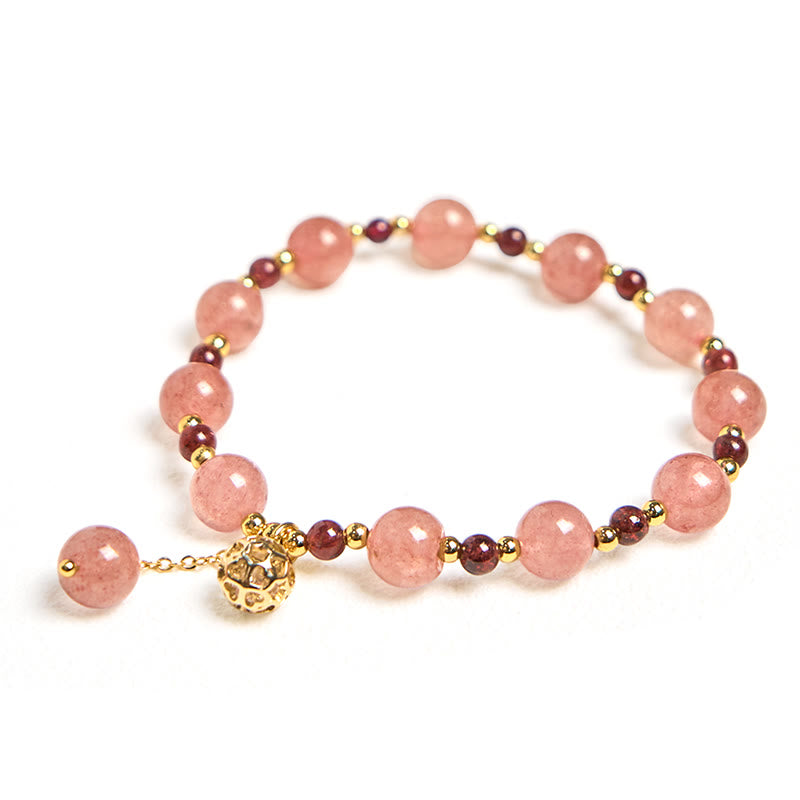 ストロベリークォーツ ガーネット 天然石 ブレスレット ヒーリング 開運 幸運 守護 | Buddha Stones